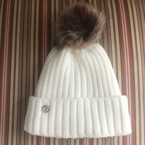 Calvin Klein Accessories - Calvin Klein Fleece Lined Pom Pom Winter Beanie